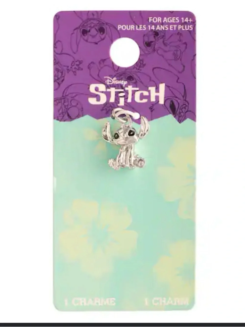 Disney Stitch Silver Charm with Teal Eyes